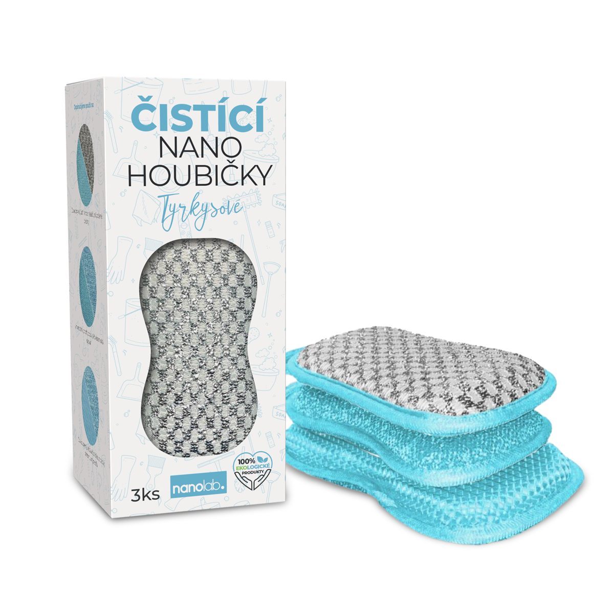 Nanolab Čistící nano houbičky tyrkysové - 3 ks