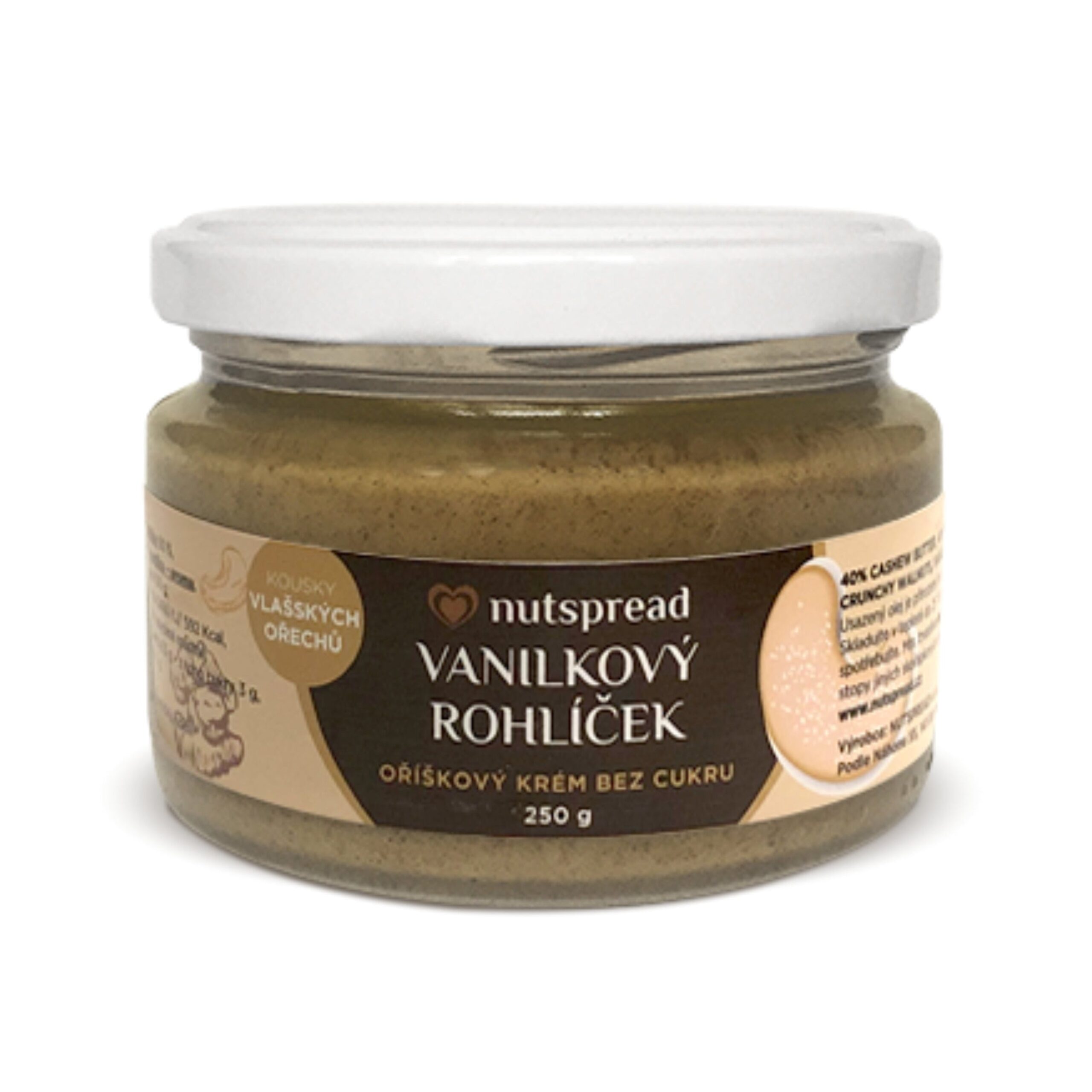 Nutspread Krém ořechový Vanilkový rohlíček (250 g) - vanilkové rohlíčky ve skleničce