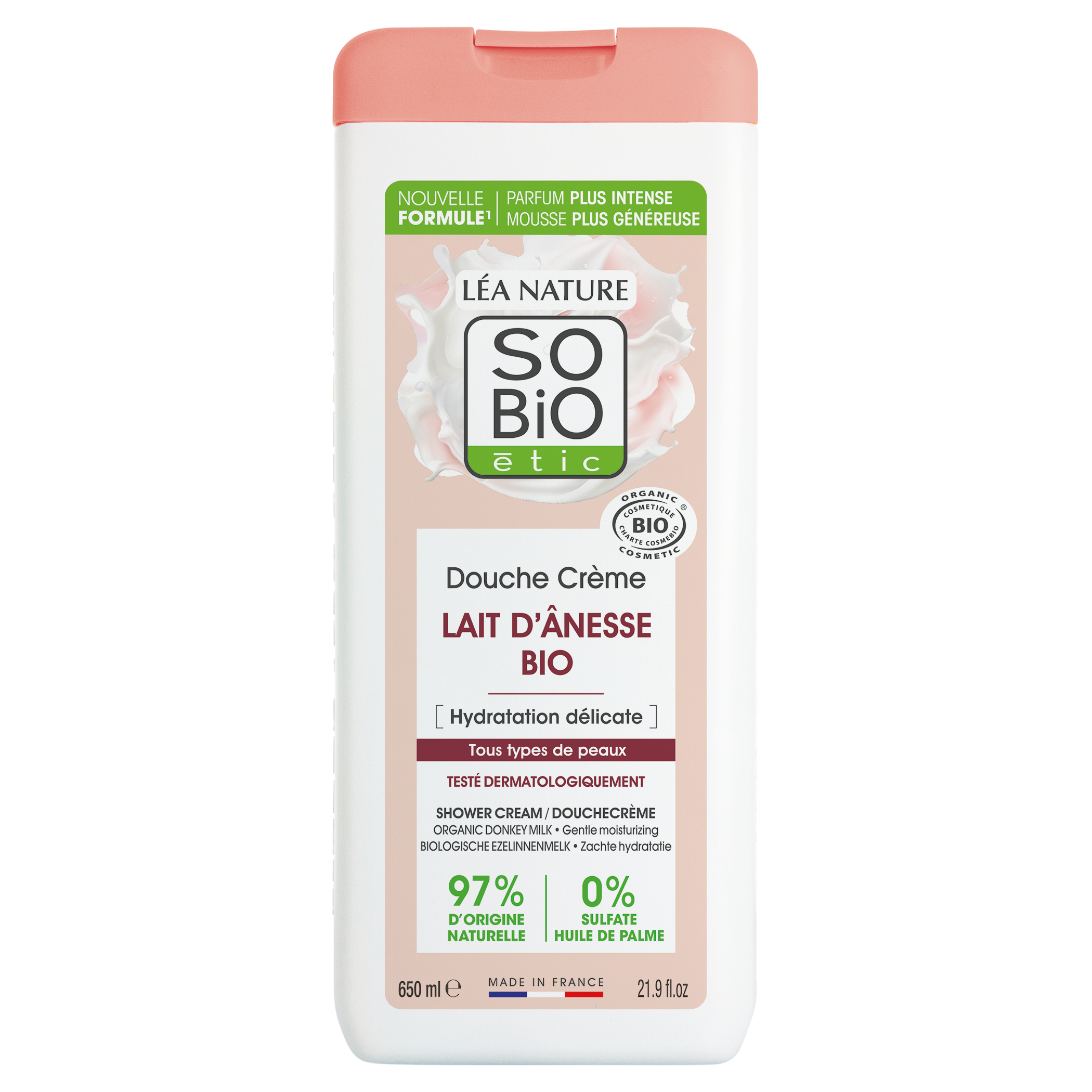 SO’BiO étic Krém sprchový jemně hydratační s oslím mlékem BIO (650 ml) - všechny typy pokožky - Obrázek 2