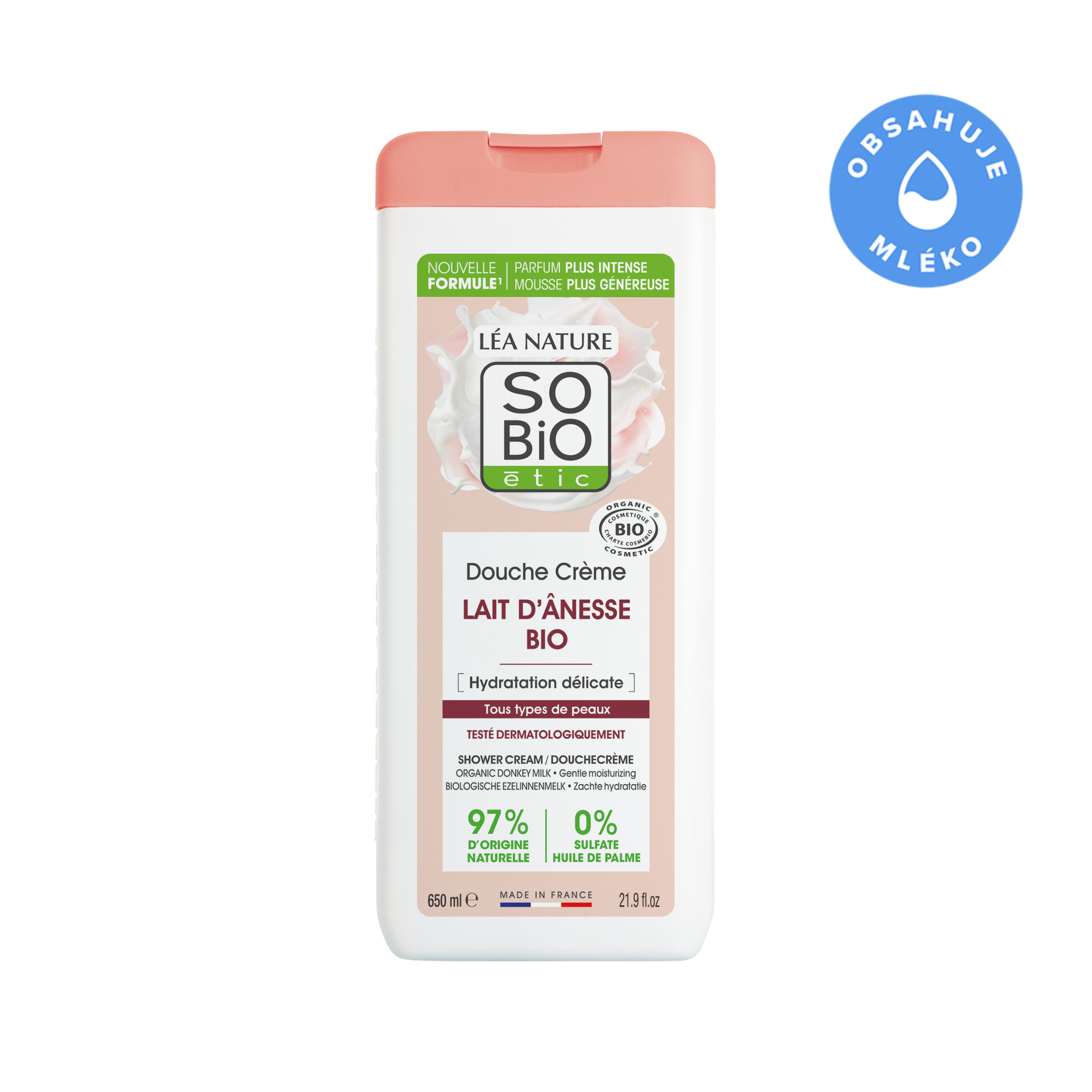 SO’BiO étic Krém sprchový jemně hydratační s oslím mlékem BIO (650 ml) - všechny typy pokožky
