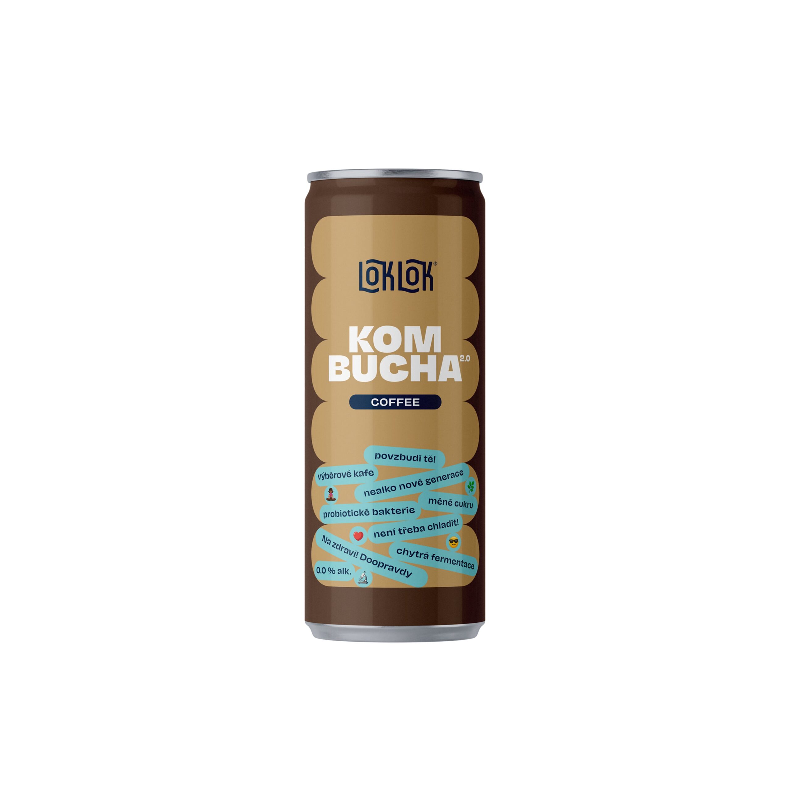 Loklok Kombucha káva plech (330 ml) - kombuchový nakopávač