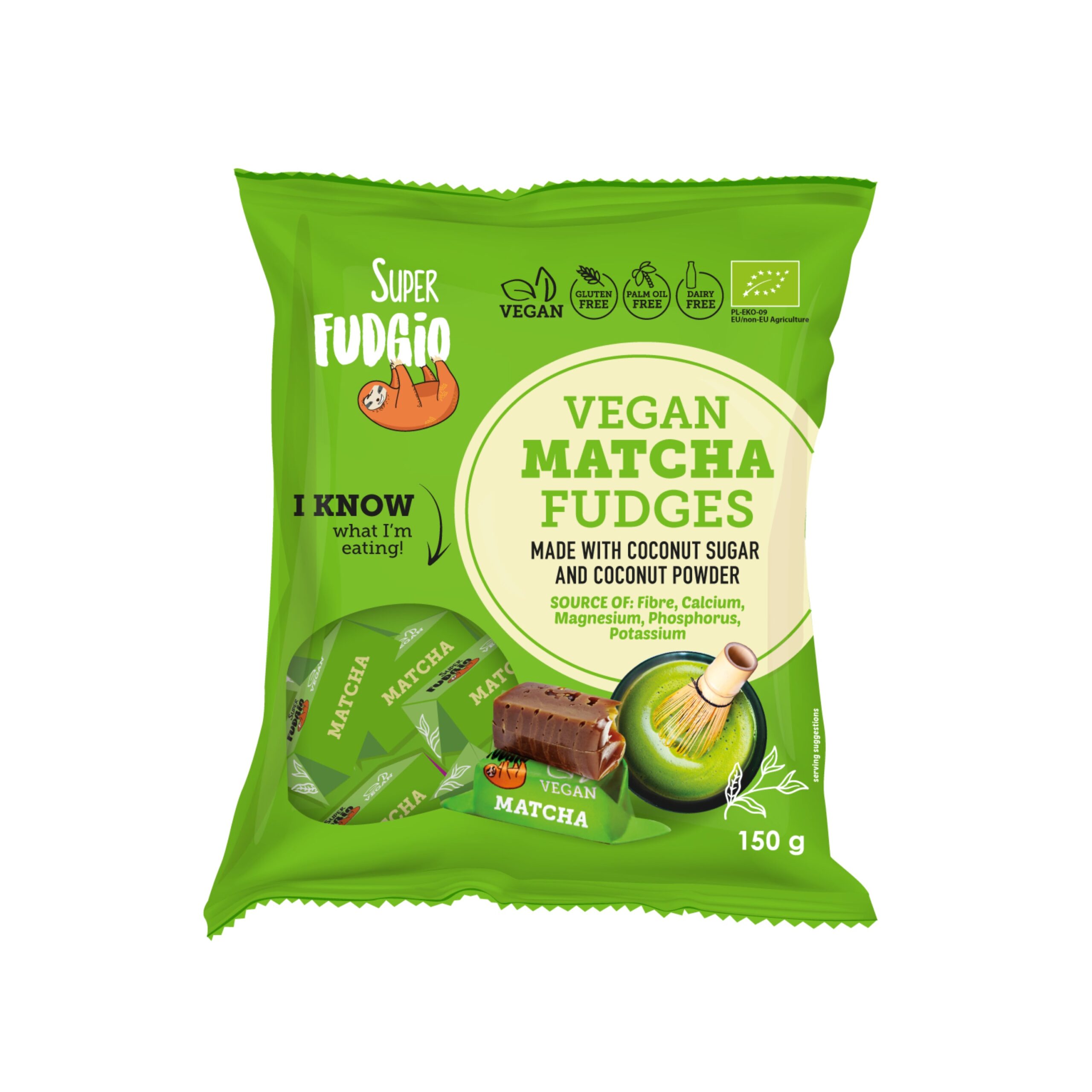 Superfudgio Karamely matcha vegan BIO (150 g) - veganské bio křupavé karamelky