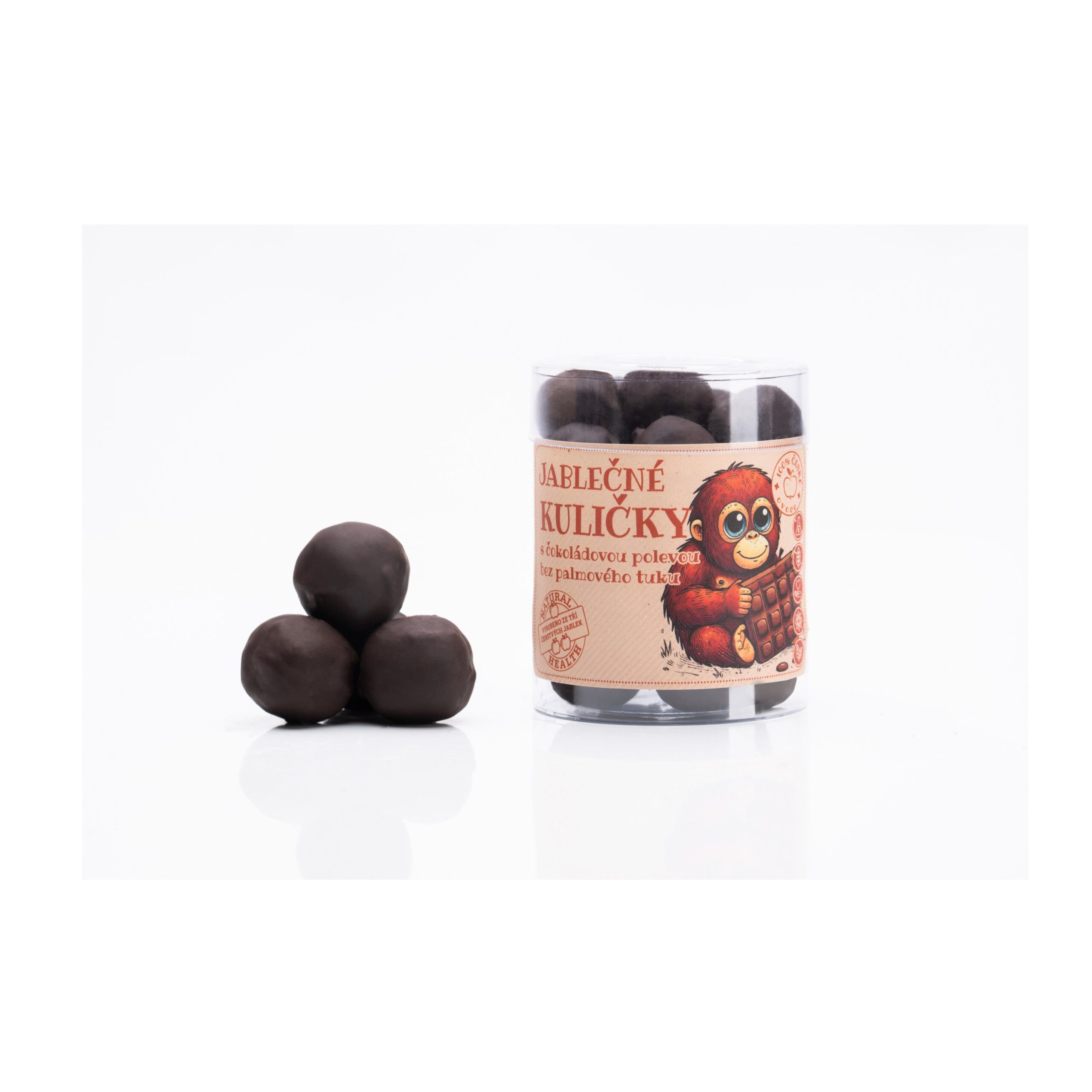 Bioprodukt JT Kuličky jablečné s čokoládovou polevou (100 g)