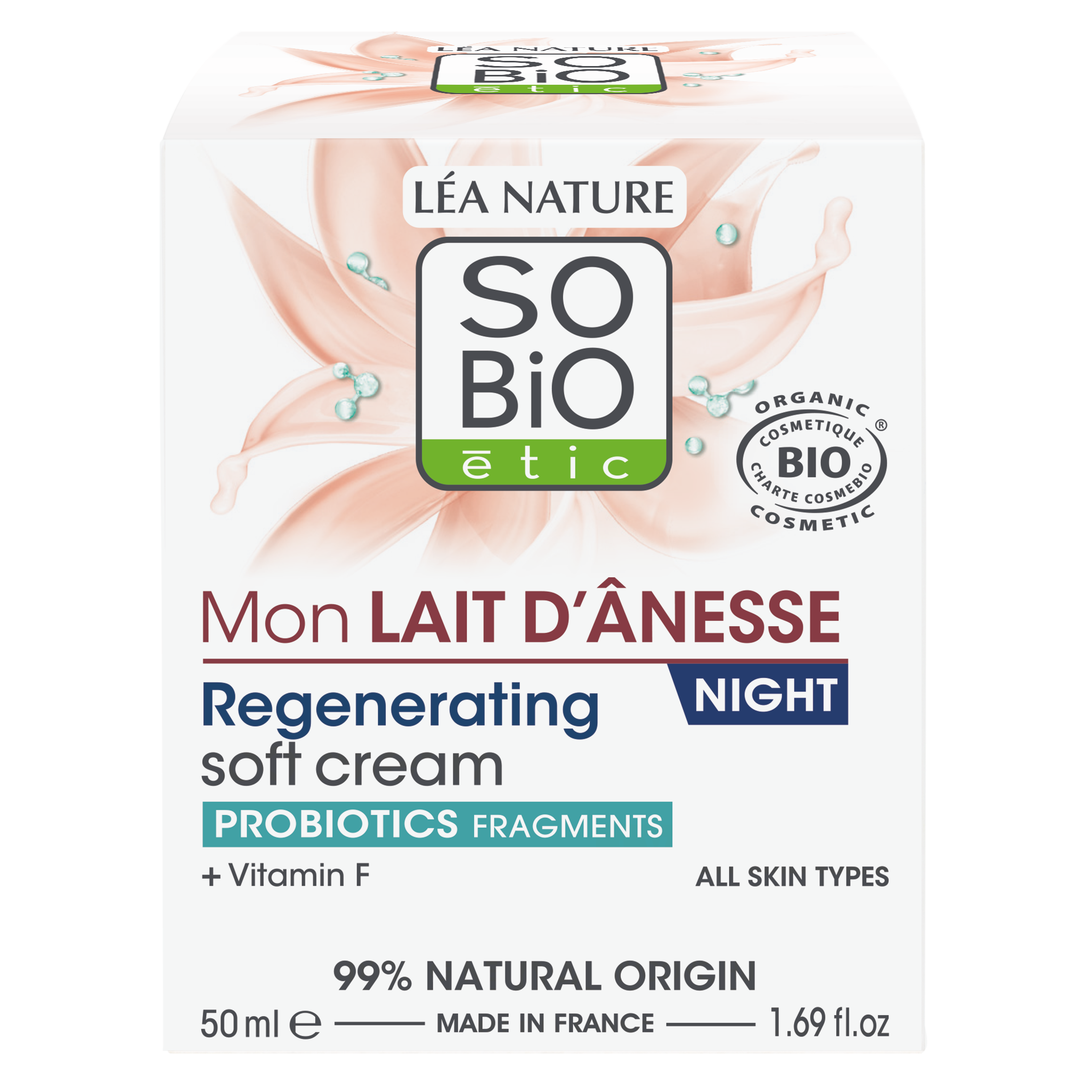SO’BiO étic Krém noční regenerační s oslím mlékem BIO (50 ml) - šlehaná textura - Obrázek 2
