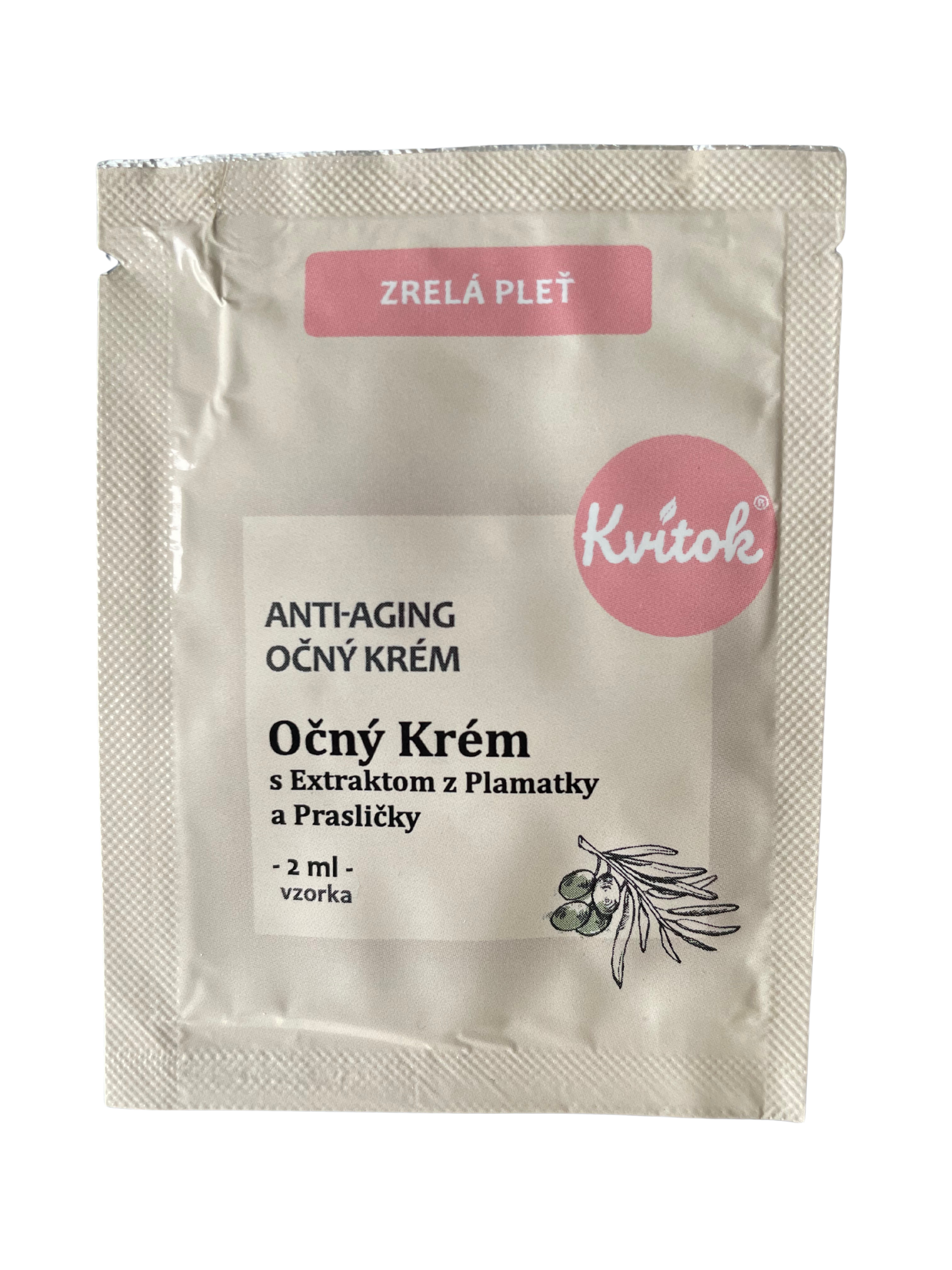 Kvitok Oční krém - denní - vzorek (2 ml) - s extraktem z plamatky a přesličky