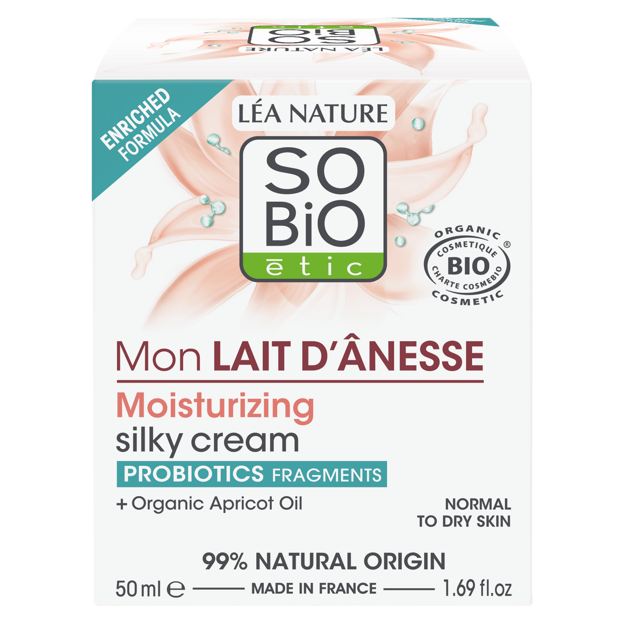 SO’BiO étic Krém hedvábný hydratační s oslím mlékem BIO (50 ml) - pro všechny typy pleti včetně citlivé - Obrázek 2