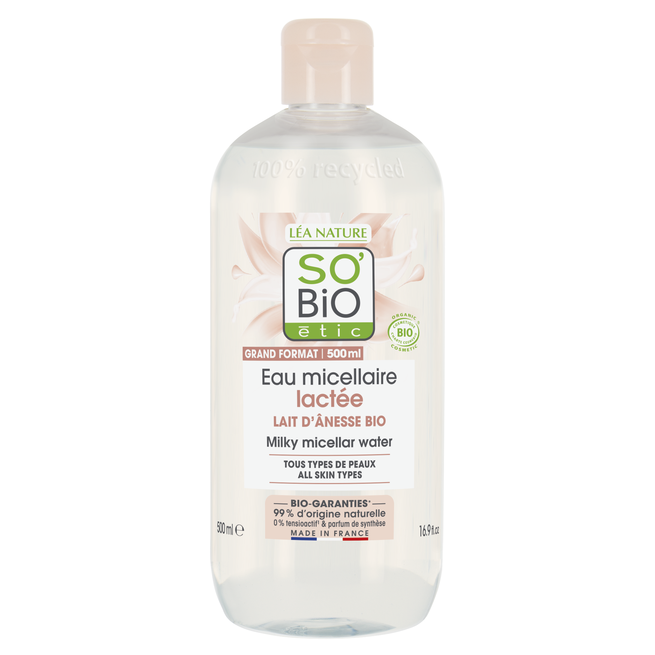 SO’BiO étic Voda micelární s oslím mlékem BIO (500 ml) - vhodné i pro citlivou pleť - Obrázek 2