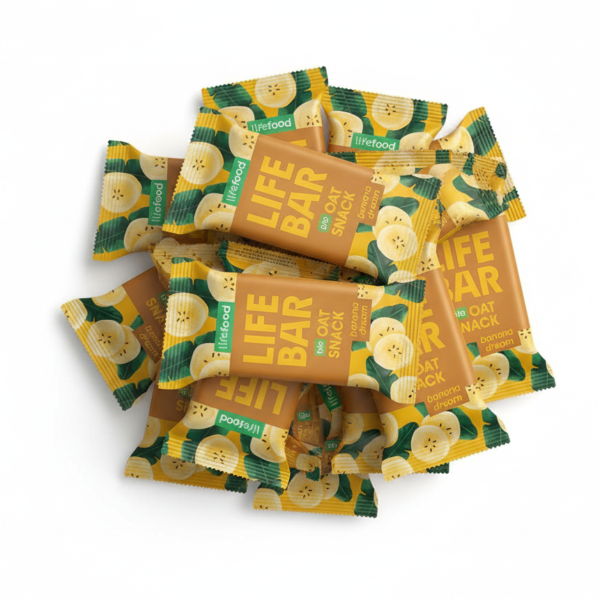 Lifefood Zvýhodněná sada 13 + 2 tyčinky zdarma - Lifebar Oat Snack Banana Dream BIO (15 x 40 g) - nutričně vyvážené svačinky - Obrázek 2