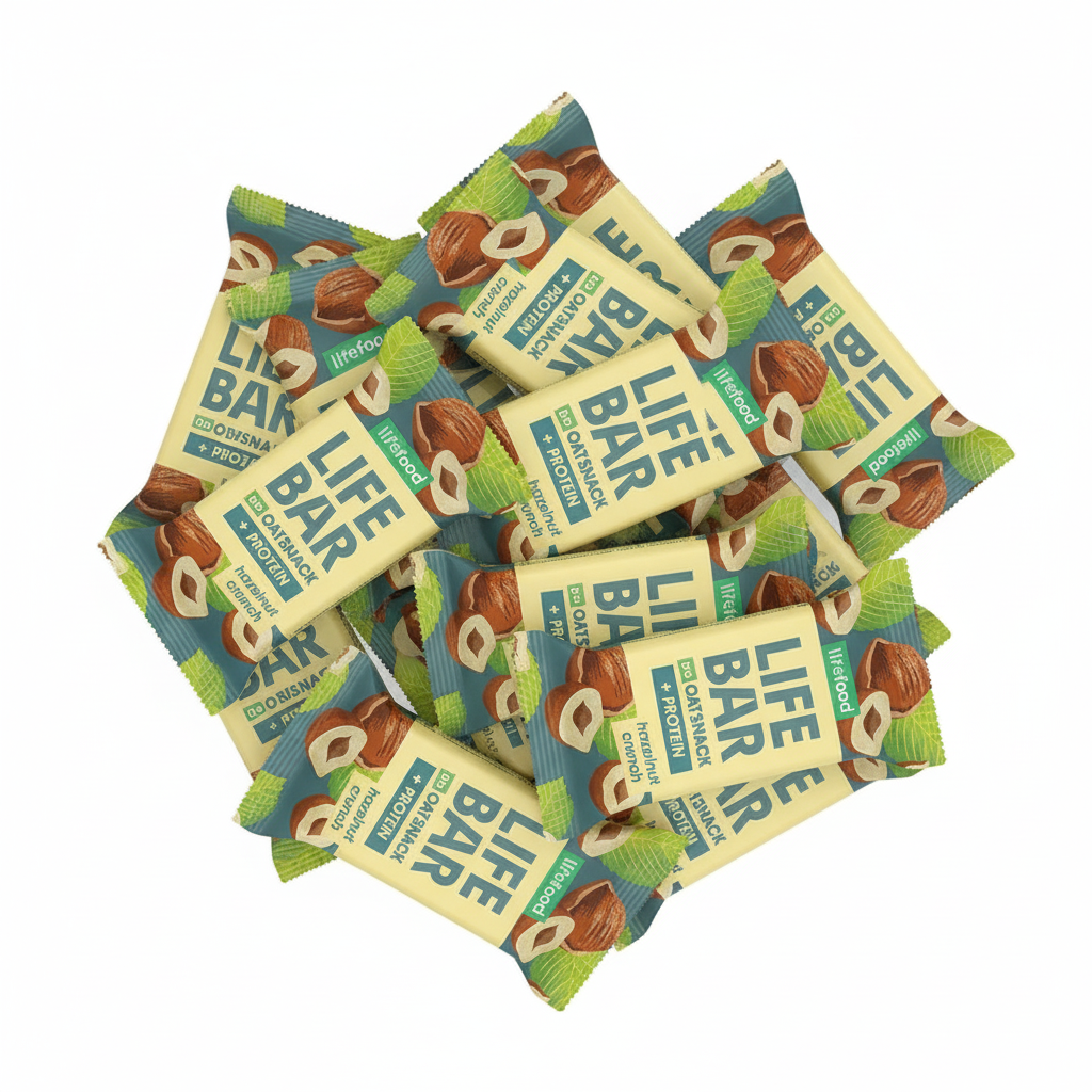 Lifefood Zvýhodněná sada 13 + 2 tyčinky zdarma - Lifebar Oat Snack Protein Hazelnut Crunch BIO (15 x 40 g) - nutričně bohaté svačinky - Obrázek 2