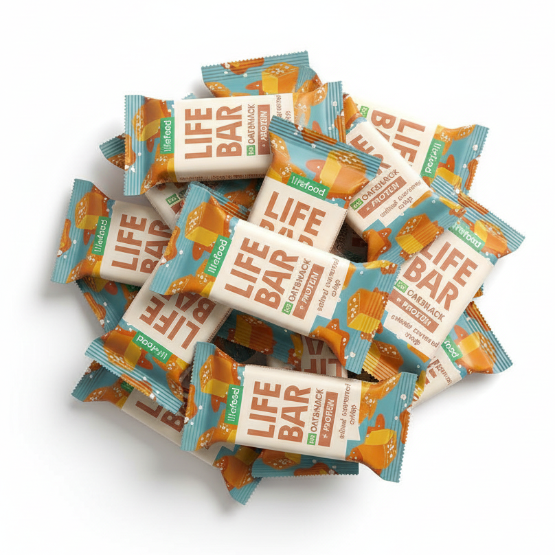 Lifefood Zvýhodněná sada 13 + 2 tyčinky zdarma - Lifebar Oat Snack Protein Salted Caramel Crisp BIO (15 x 40 g) - nutričně vyvážené svačinky - Obrázek 2